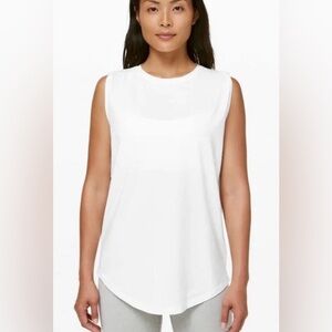 Lululemon Brunswick Classic Muscle Tank White Pima Cotton Layering Size 10